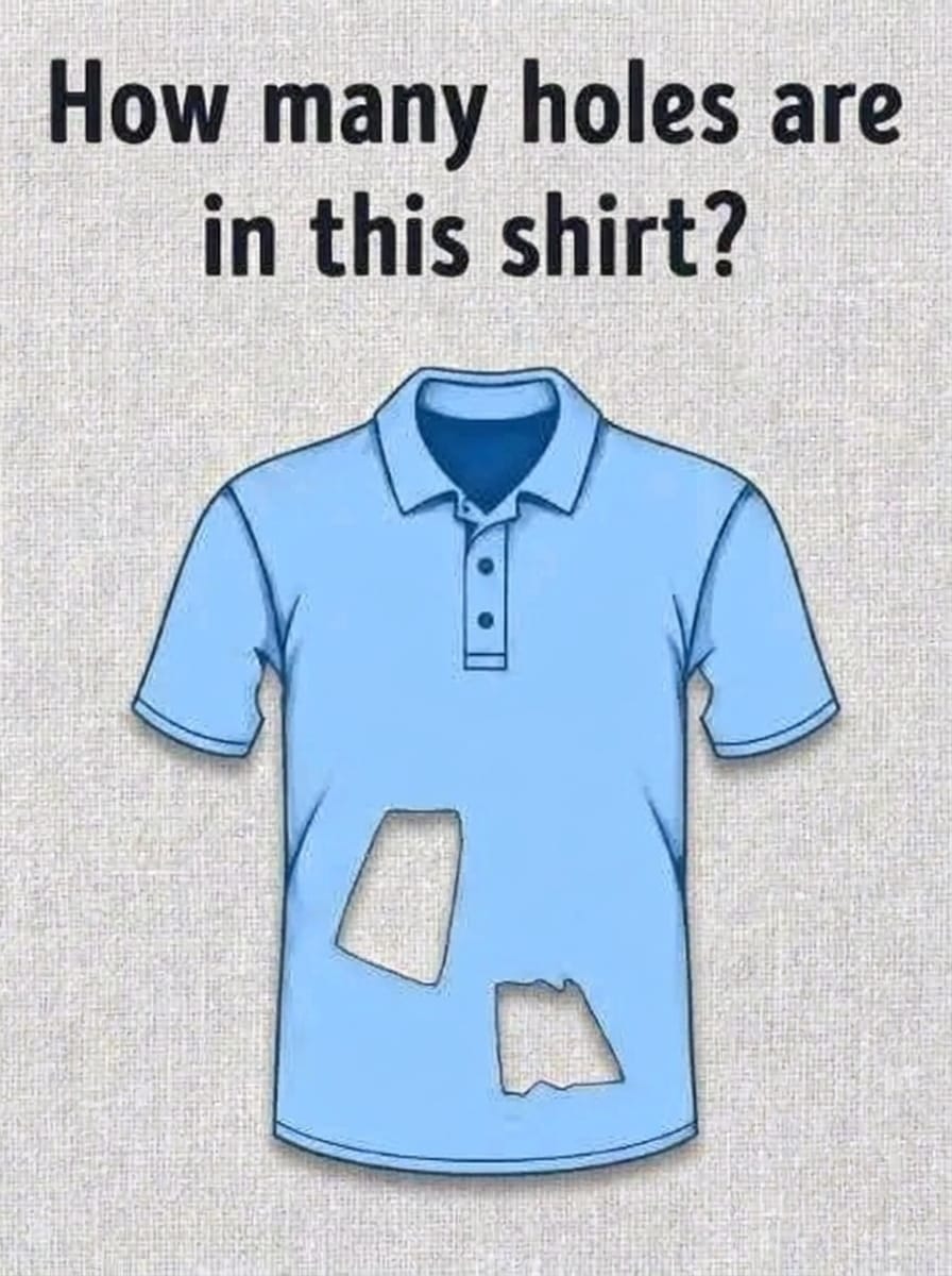 Only 1 in 7 Get This Right: How Many Holes Are in This Shirt?