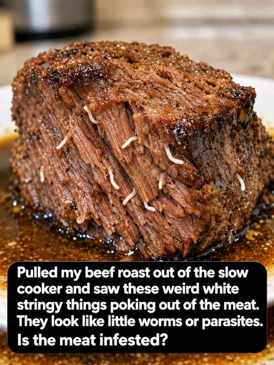 Pulled My Beef Roast Out of the Slow Cooker and Saw These Weird White Stringy Things Poking Out of the Meat. They Look Like Little Worms or Parasites